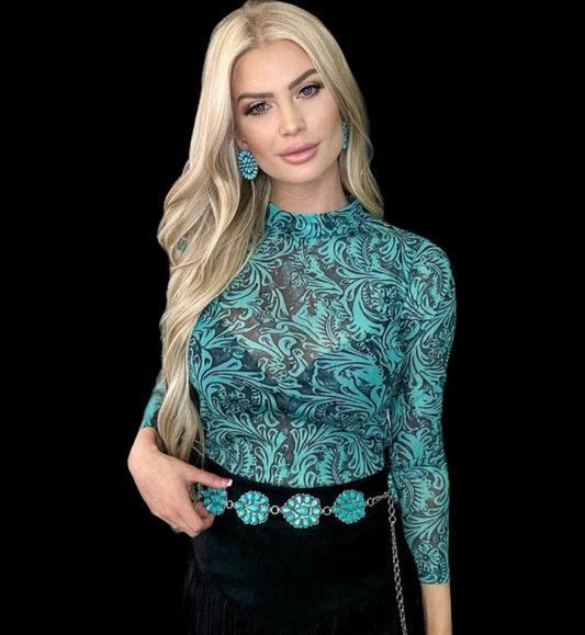 Tooled in Turquoise Top