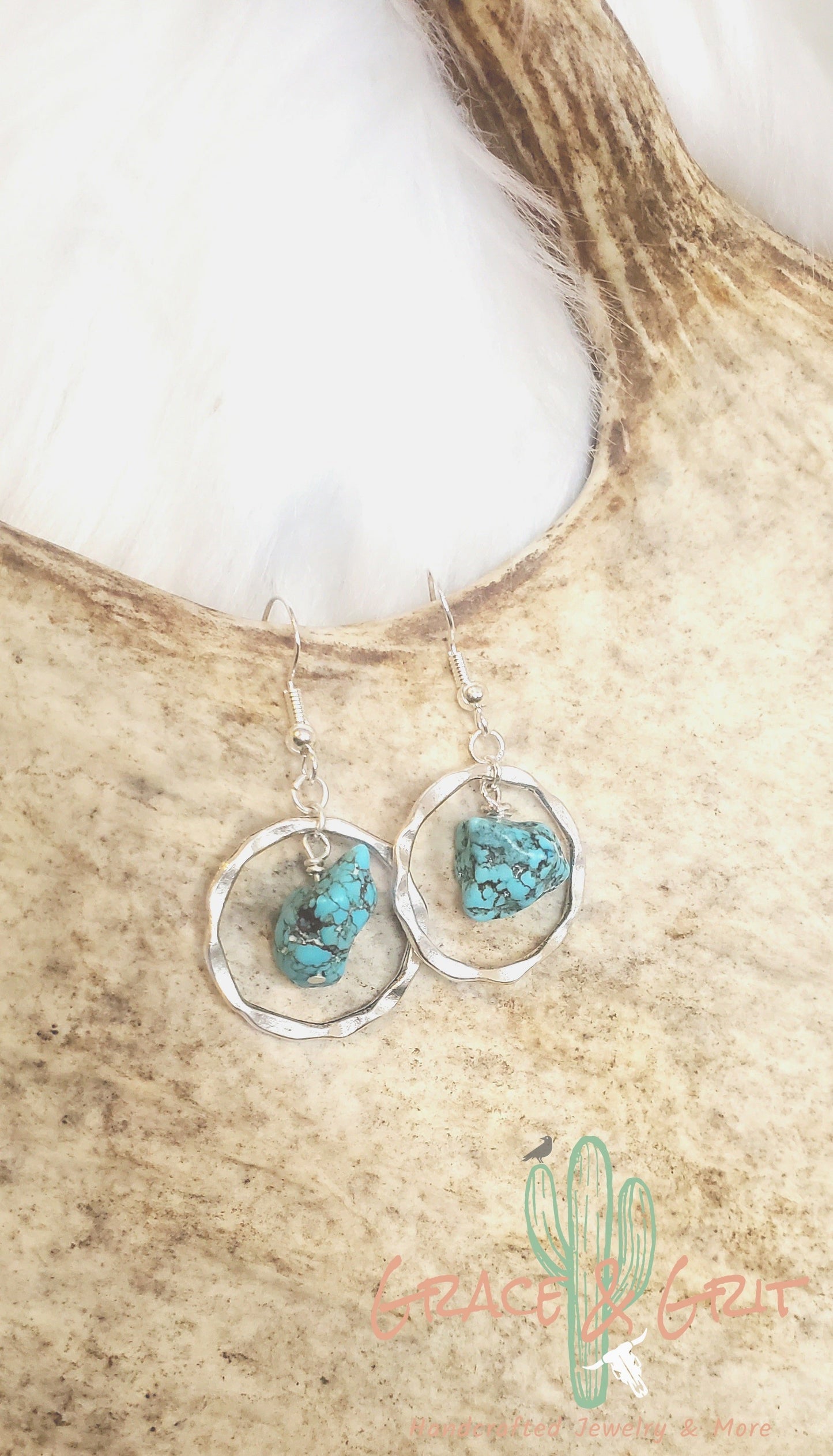 Silver Hoop & Stone Earrings