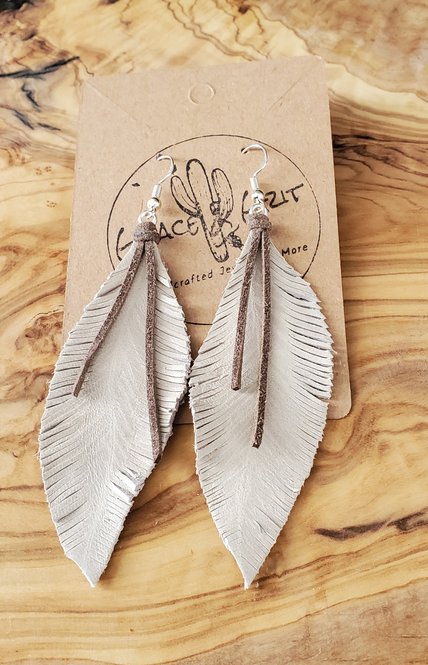 Leather Feather Earrings