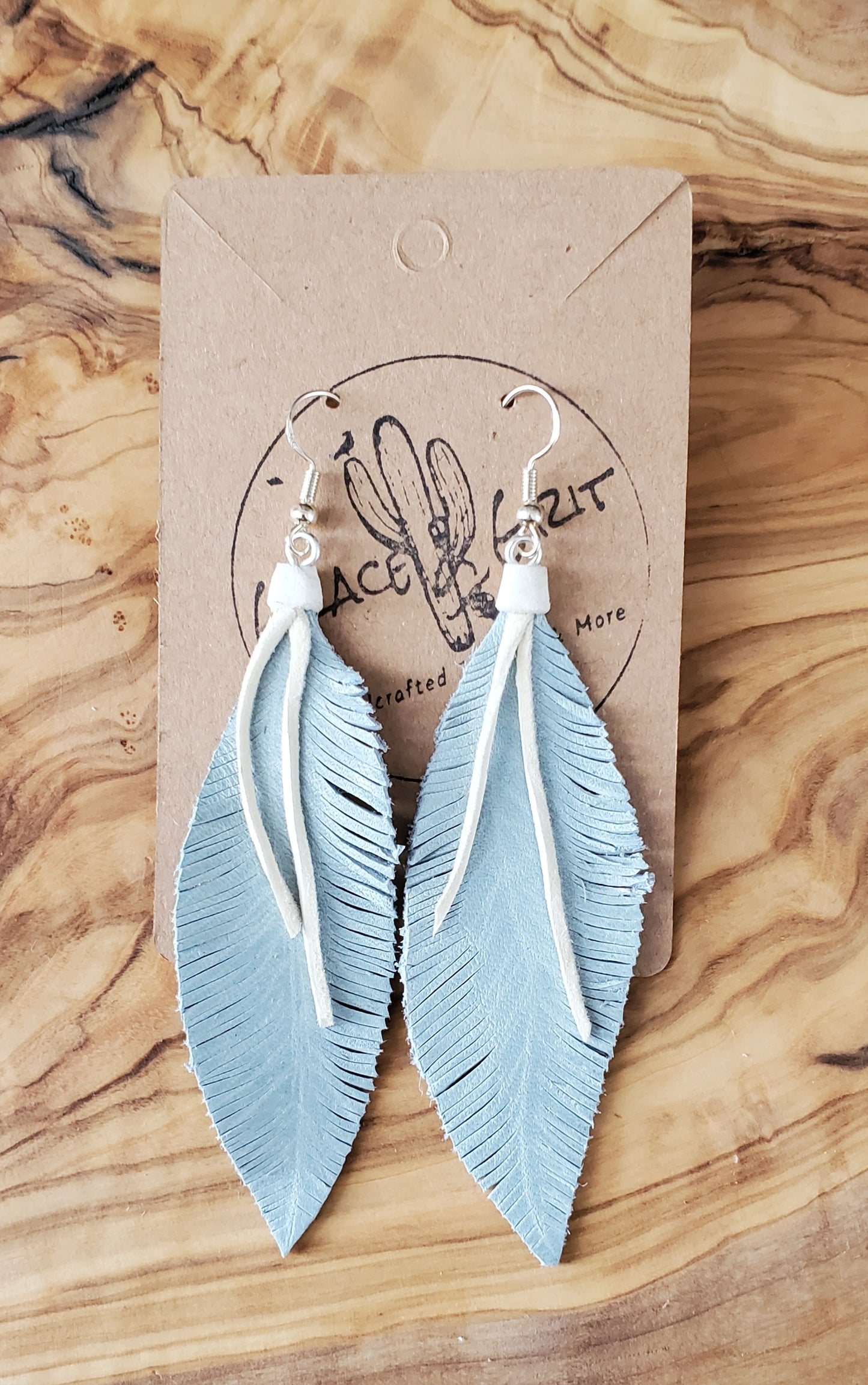 Leather Feather Earrings