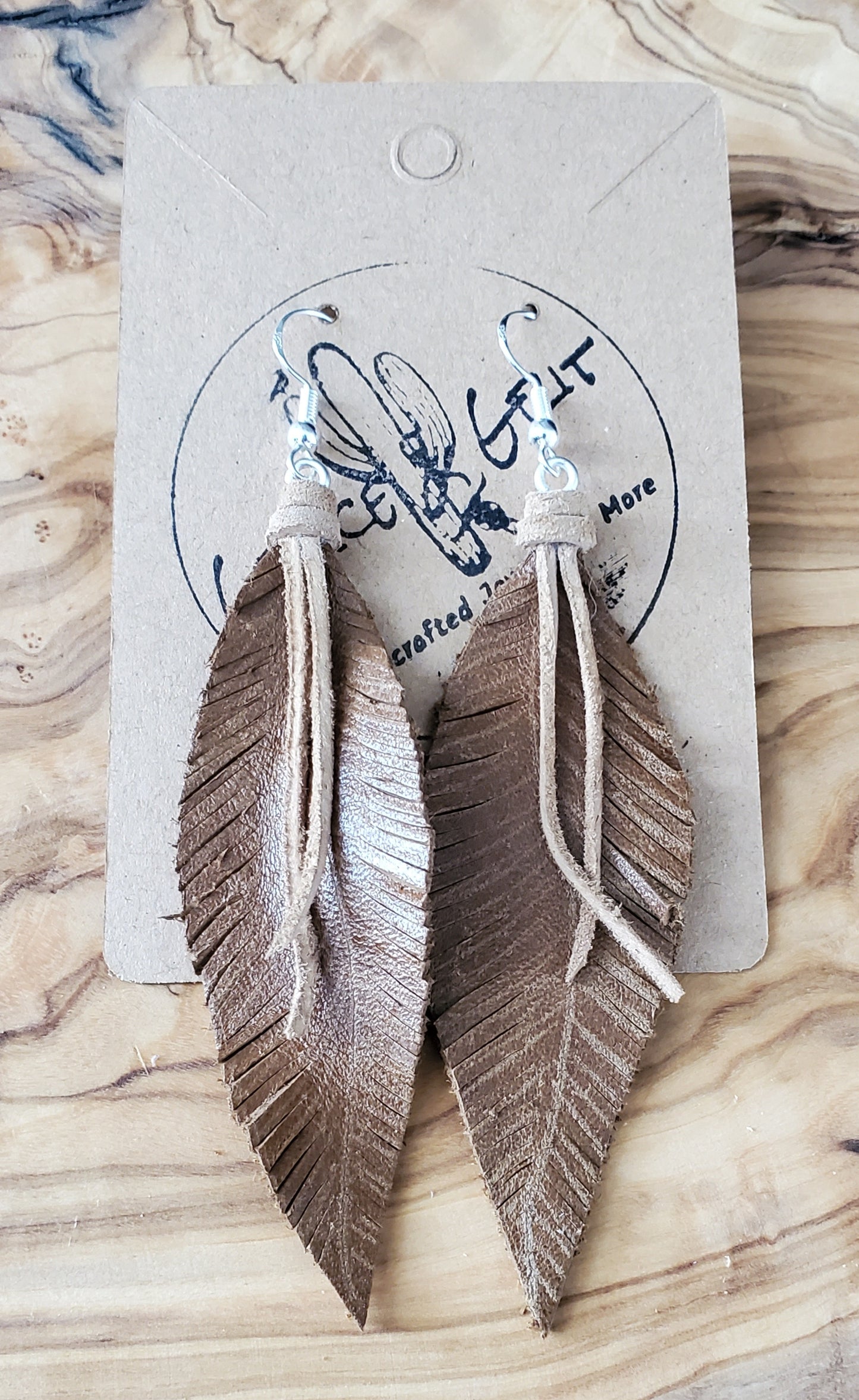 Leather Feather Earrings