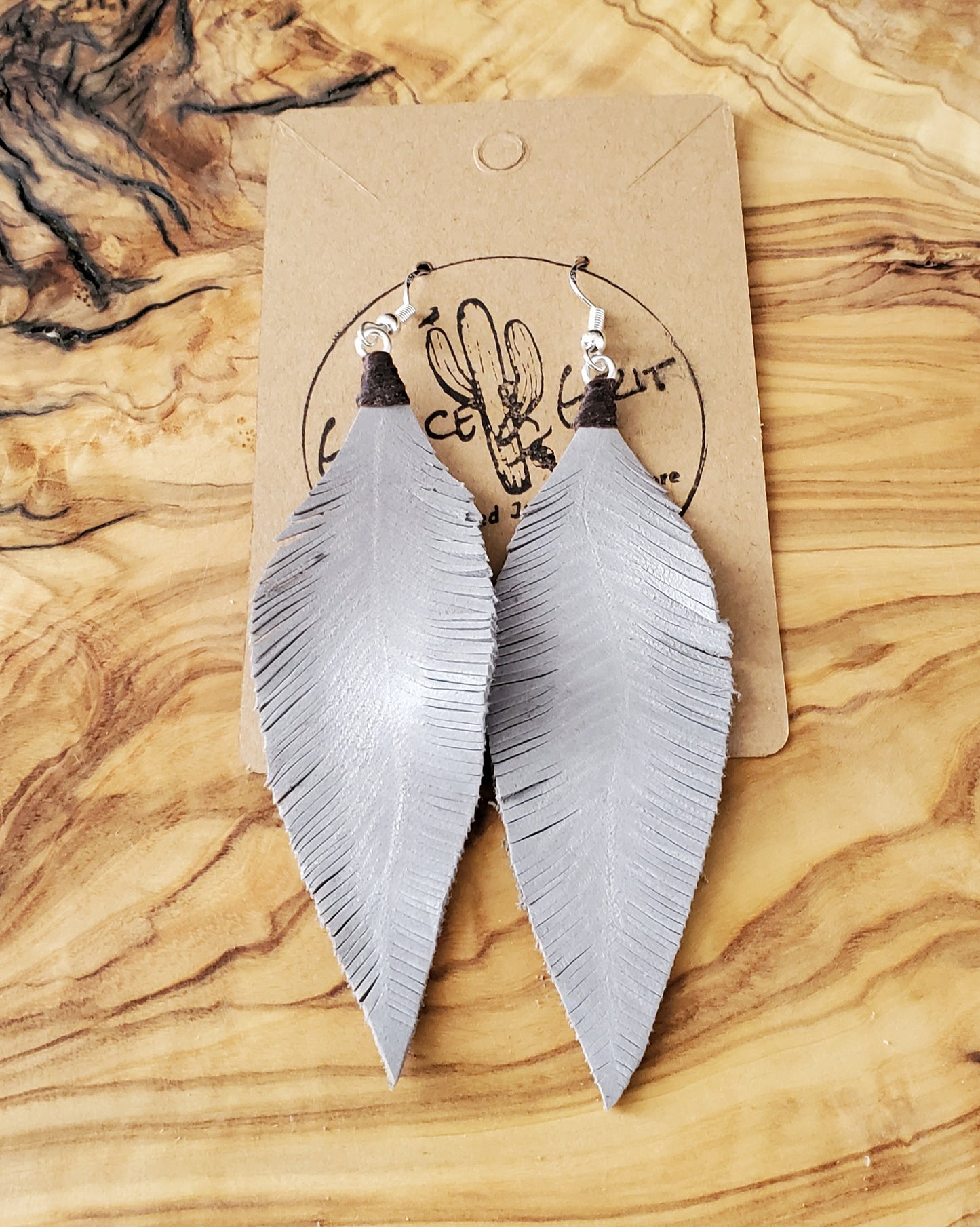 Leather Feather Earrings