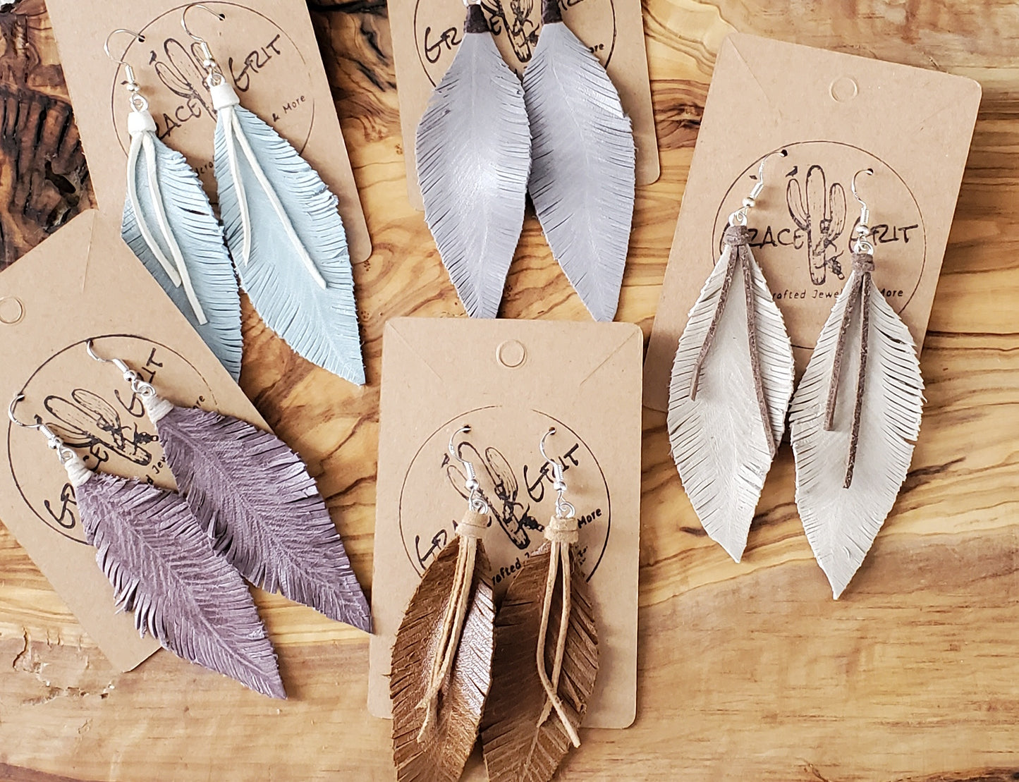 Leather Feather Earrings