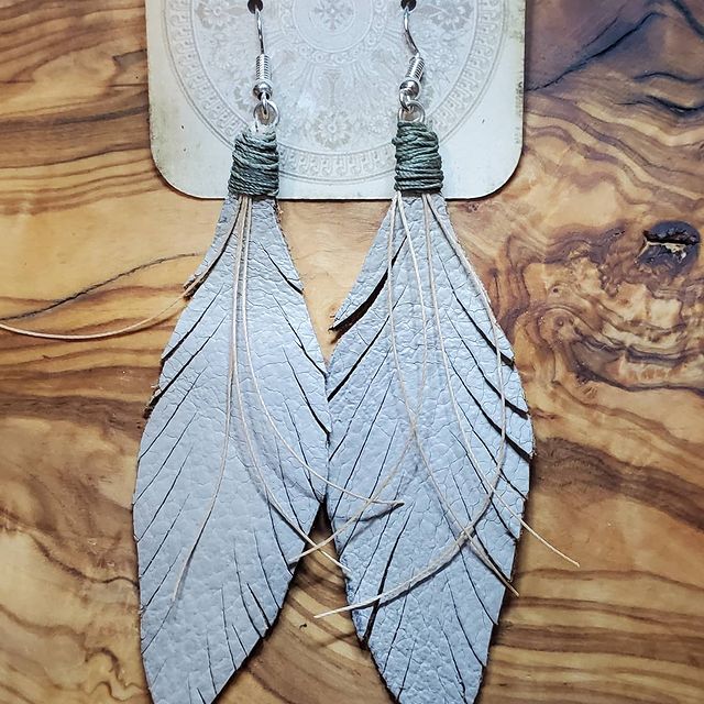 Leather Feather Earrings