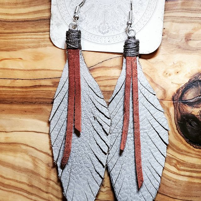 Leather Feather Earrings