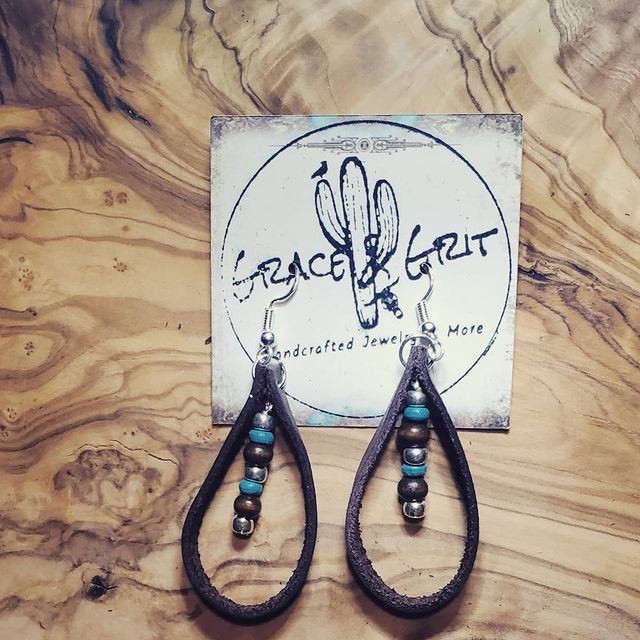 Leather Teardrop Earrings