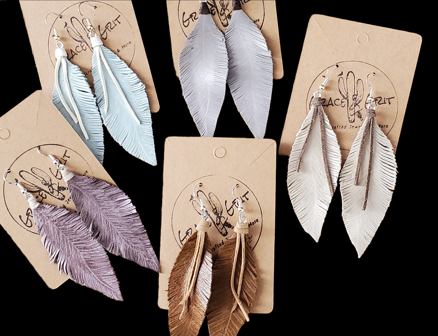 Leather Feather Earrings