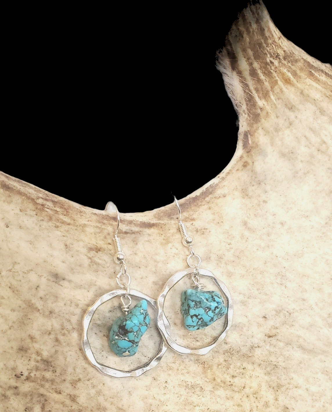 Silver Hoop & Stone Earrings